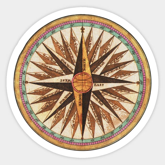 Compass - Vintage Style Sticker by Bootyfreeze